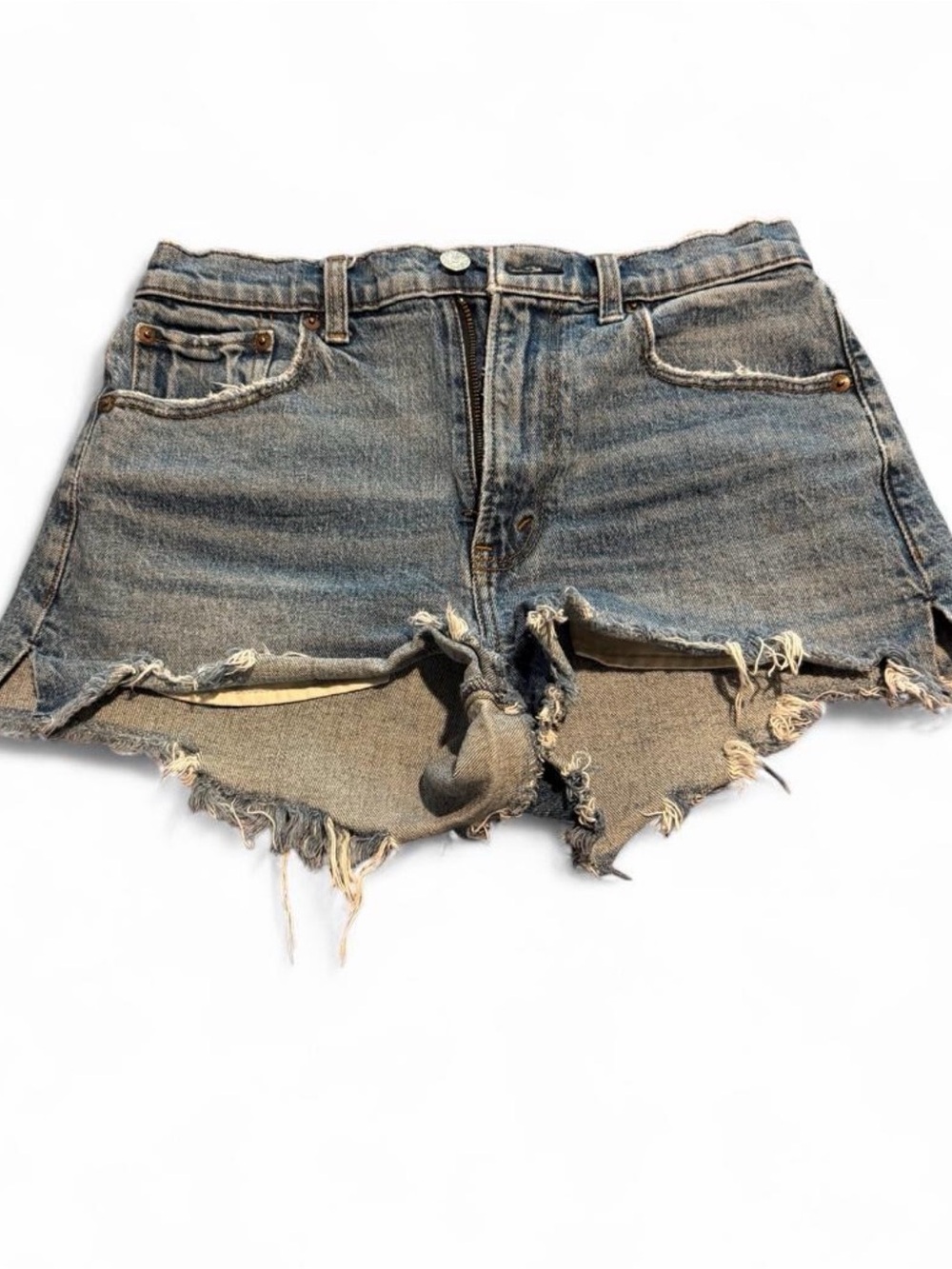 Abercrombie & Fitch Frayed Hem Denim Cutoff Shorts - Faded Blue